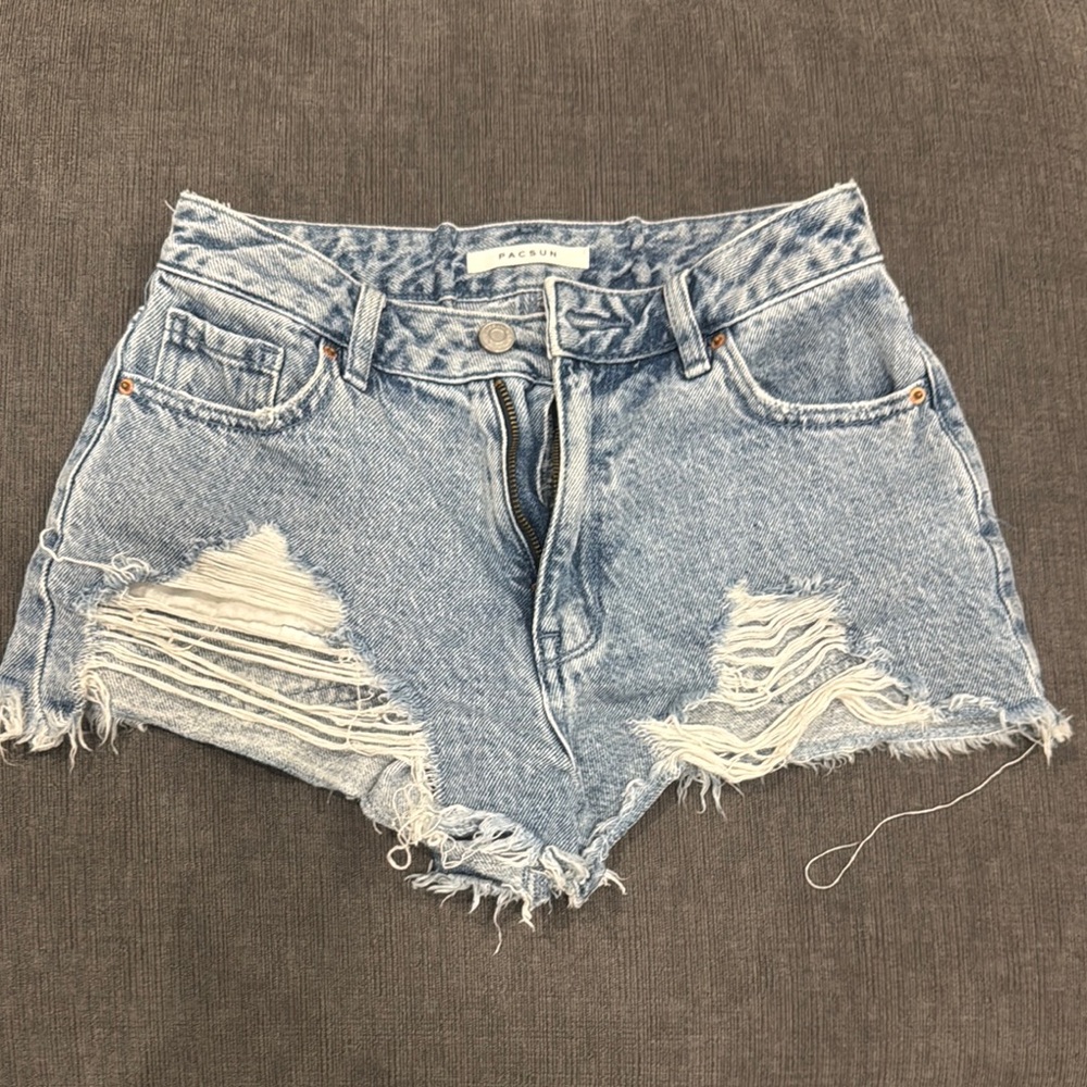 PacSun Blue Distressed Jean Shorts High-Waisted